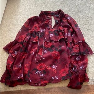 Lucky Brand Red Floral Blouse